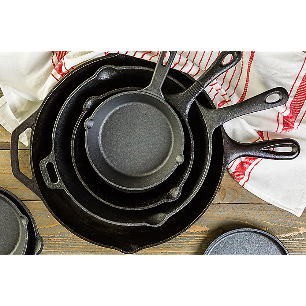 Pre Seasoned Cast Iron Skillet Fry Pan Set 3 Pcs Frying Pan Set
