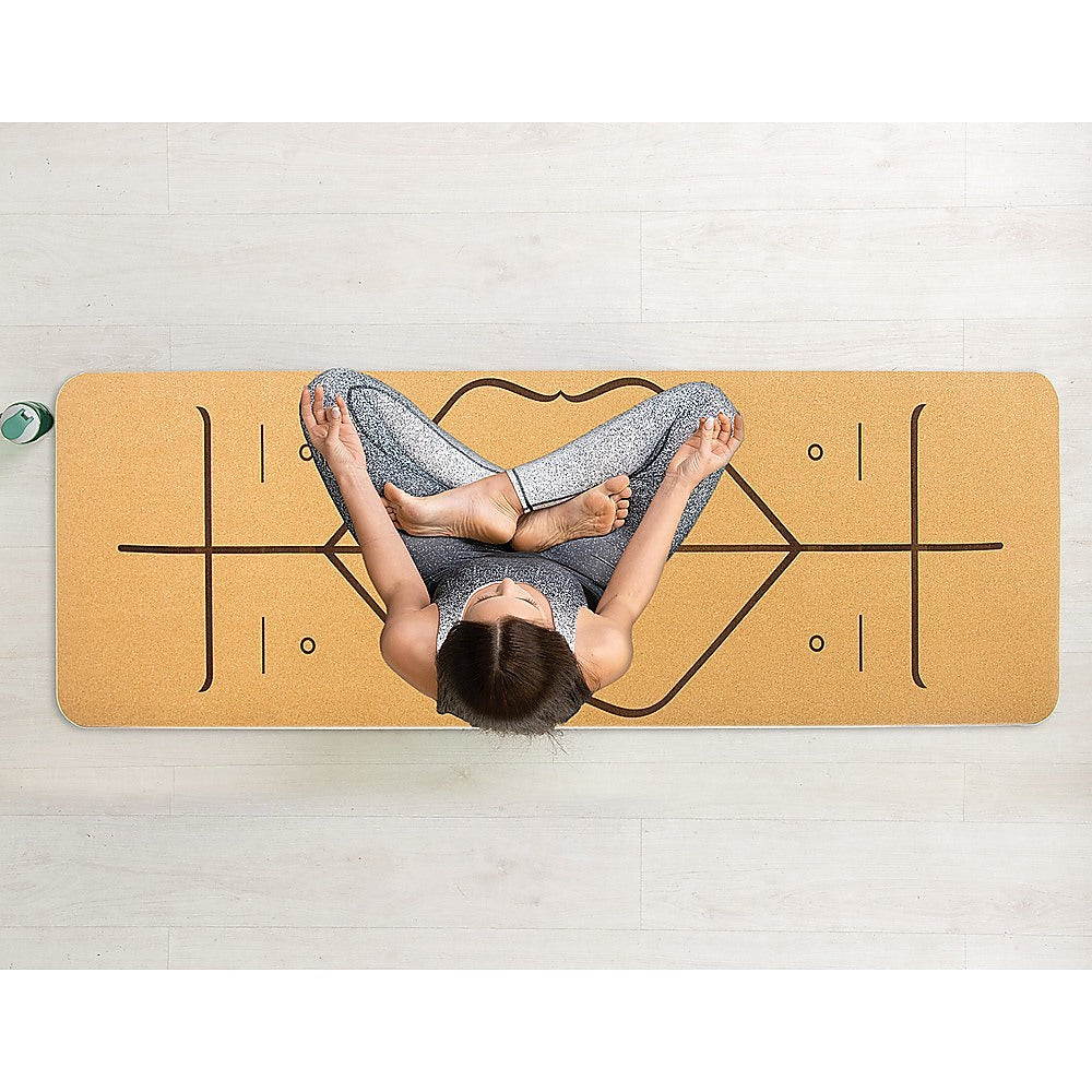 Natural Cork TPE Yoga Mat Sports Eco Friendly Exercise Fitness Gym Pilates