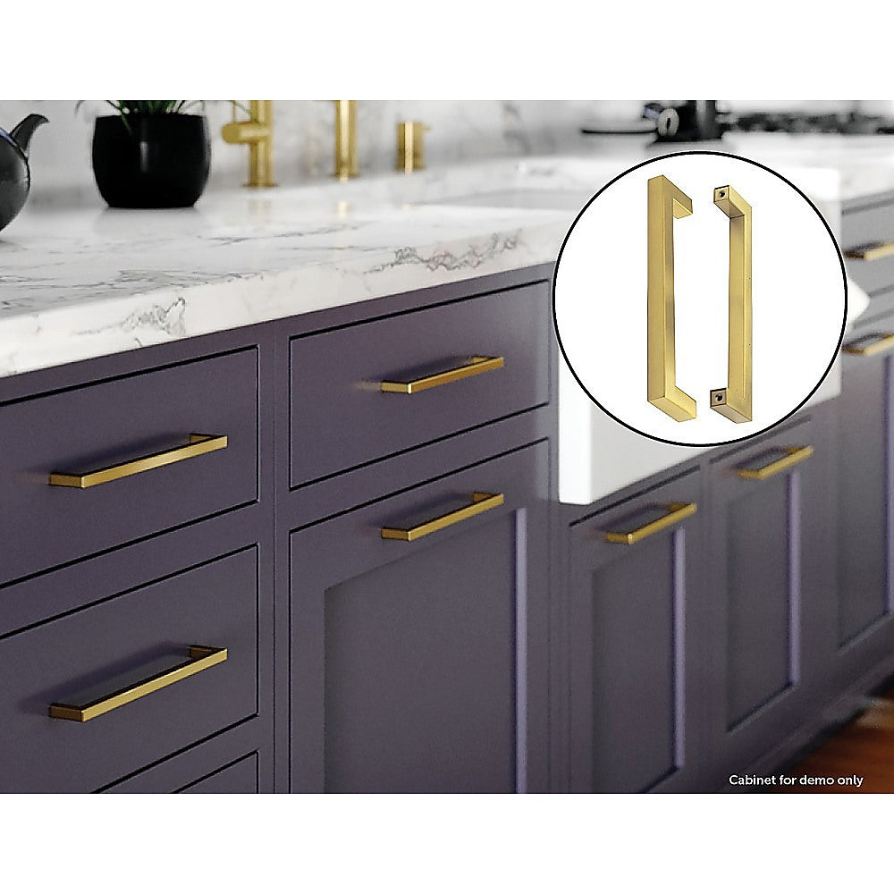 15x Brushed Brass Drawer Pulls Kitchen Cabinet Handles - Gold Finish 2