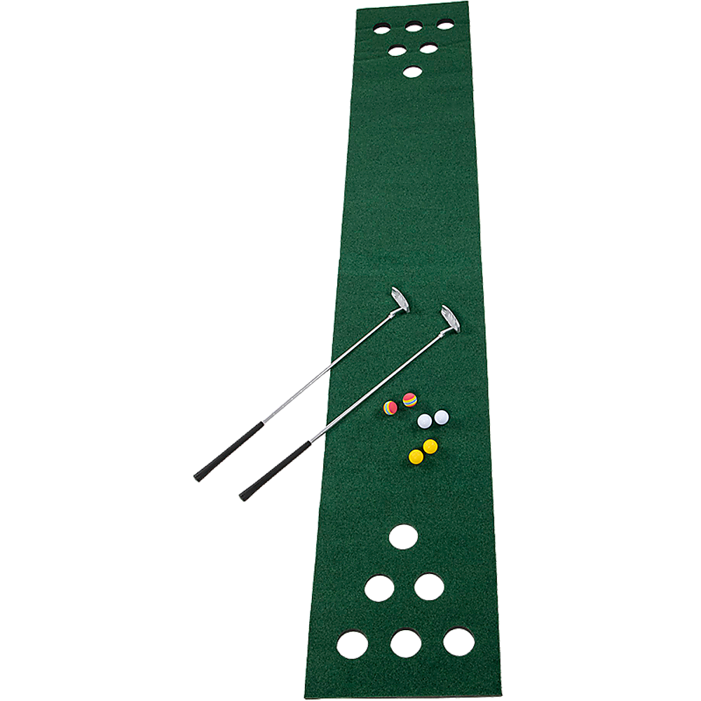 Golf Beer Pong Game Toy Set Green Golf Putting Matt with 2 Putters, 6 Balls