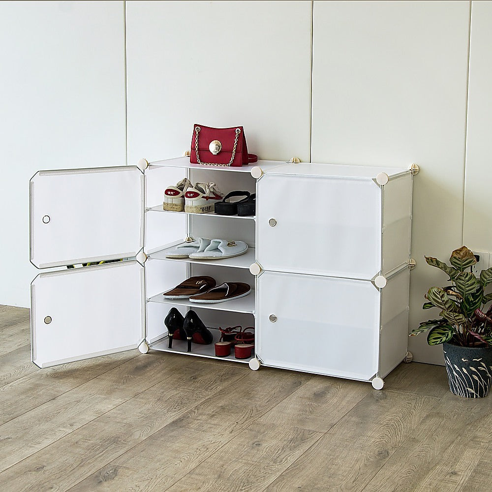 White Cube DIY Shoe Cabinet Rack Storage Portable Stackable Organiser Stand