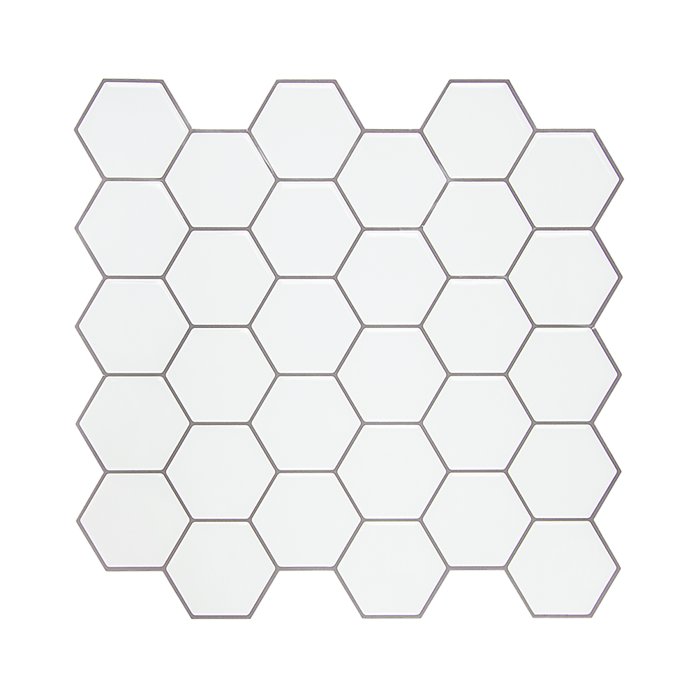Tiles 3D Peel and Stick Wall Tile Hexagon White 30cm x 30cm x 10 sheets