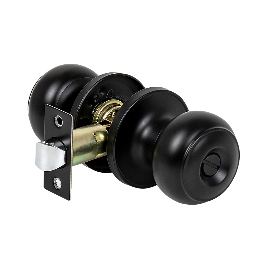 Door Handle Set Privacy Function Round Black