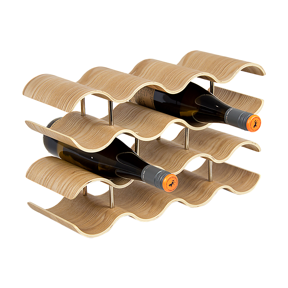 Bamboo Wine Rack Free Standing 15 Bottles with 6 Glasses Holder Storage in Dark Brown