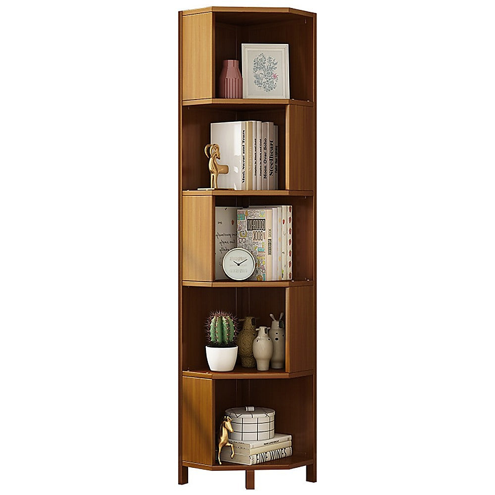 5-Shelf Corner Bookcase Industrial Bookshelf Display Storage Stand