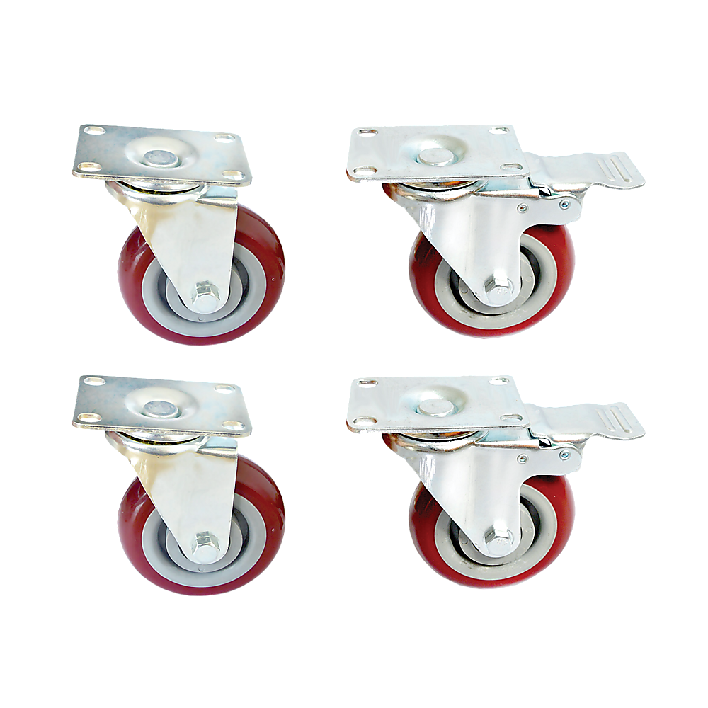 4 x 2" Heavy Duty Swivel Double Wide Castor Wheels Trolley 50mm Furniture Rubber With Brake