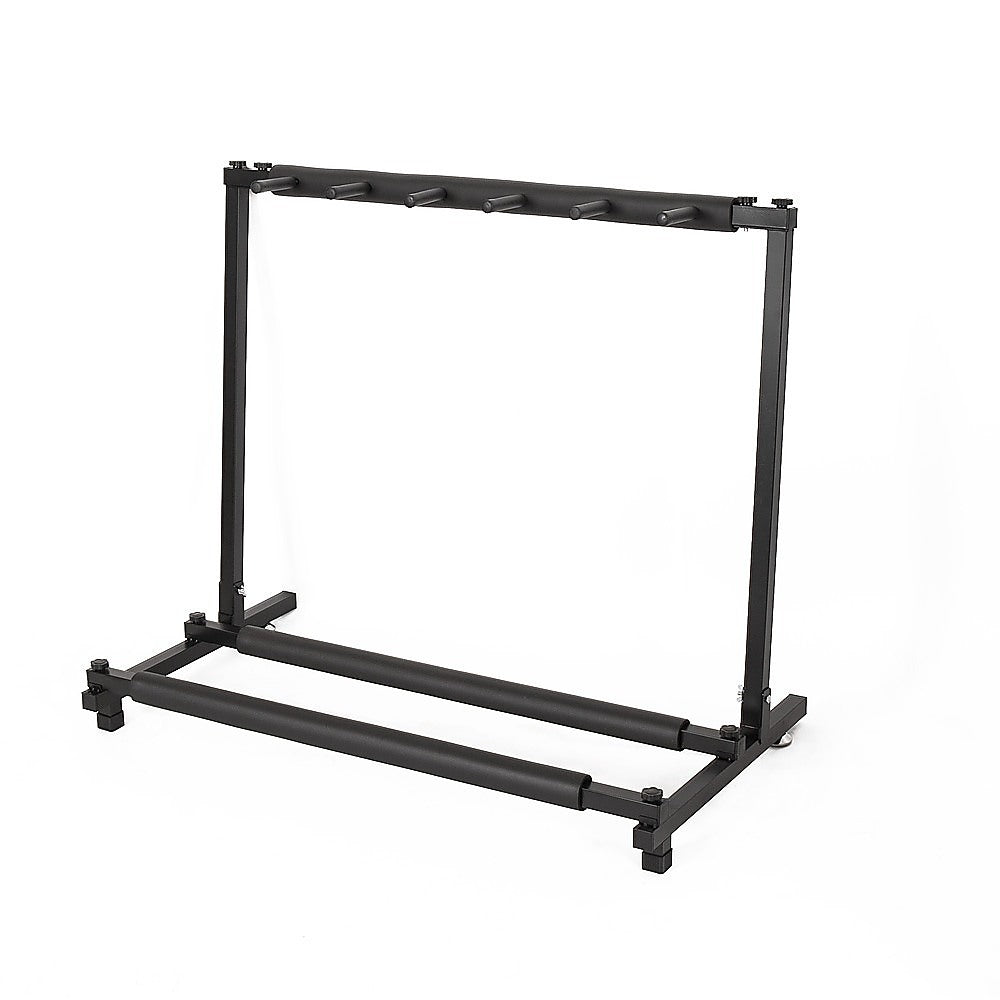 5-Holder Foldable Iron Guitar Stand, Tilted Design, Randy & Travis