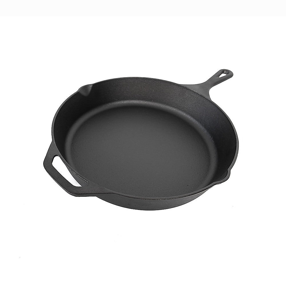 Non-stick Frying Pan Cast Iron Steak Skillet Round BBQ Grill Cookware 30cm