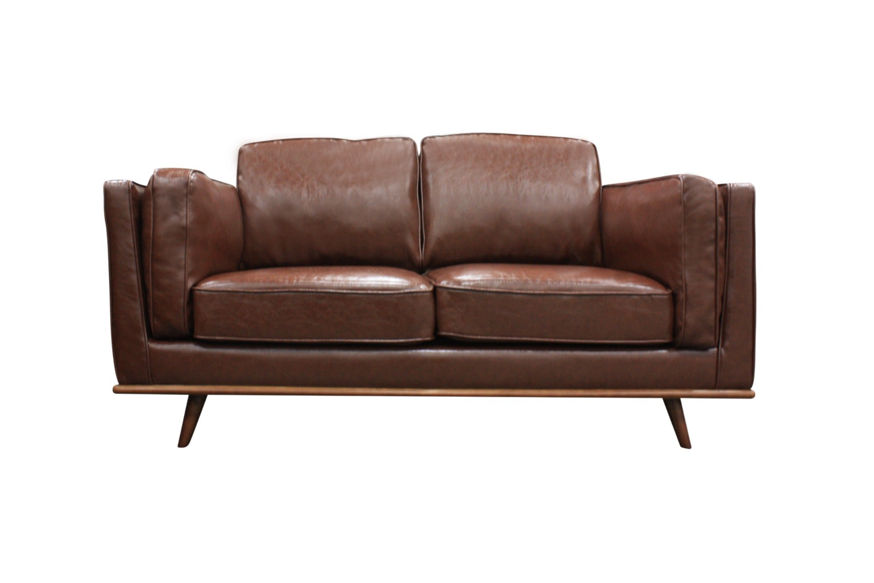 2 Seater Modern Faux Leather Sofa with Solid Wooden Frame