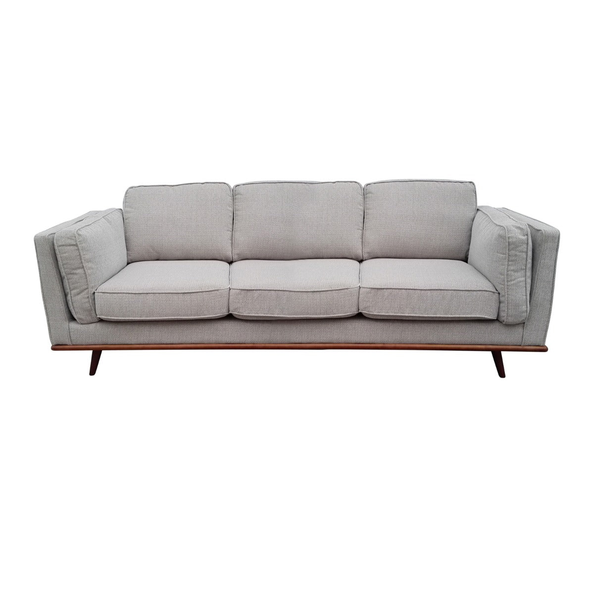 Beige Modern 3 Seater Fabric Sofa with Wooden Frame