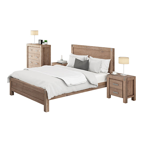 Solid Acacia Bedroom Suite King Single 5-Piece, Oak