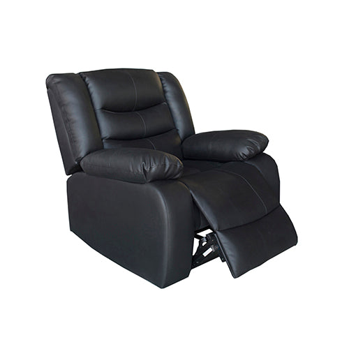 Luxurious Black PU Leather Recliner Sofa with Wide Armrests