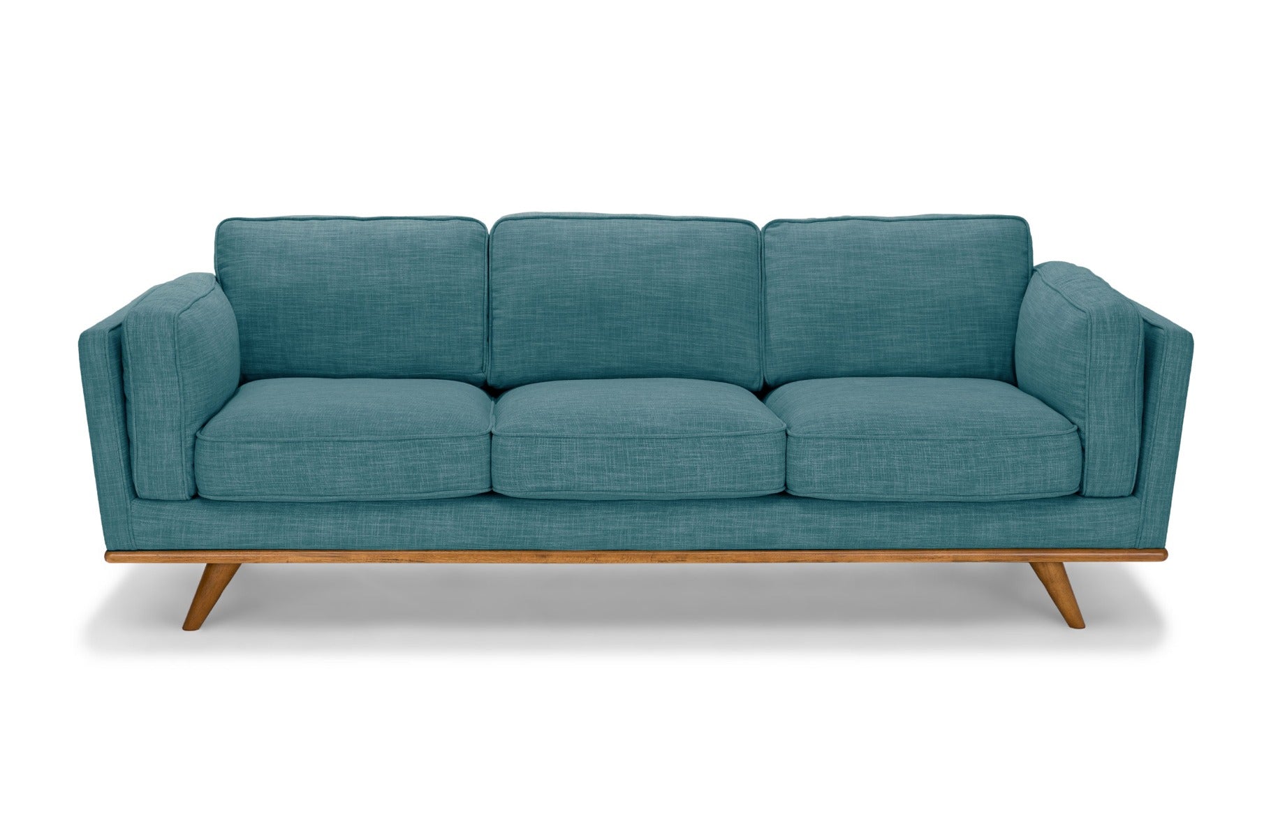 Teal 3 Seater Sofa, Linen Upholstered, Wooden Frame