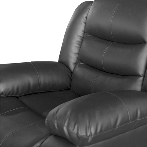 Luxurious Black PU Leather Recliner Sofa with Wide Armrests