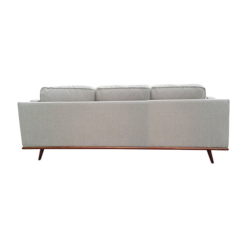 Beige Modern 3 Seater Fabric Sofa with Wooden Frame