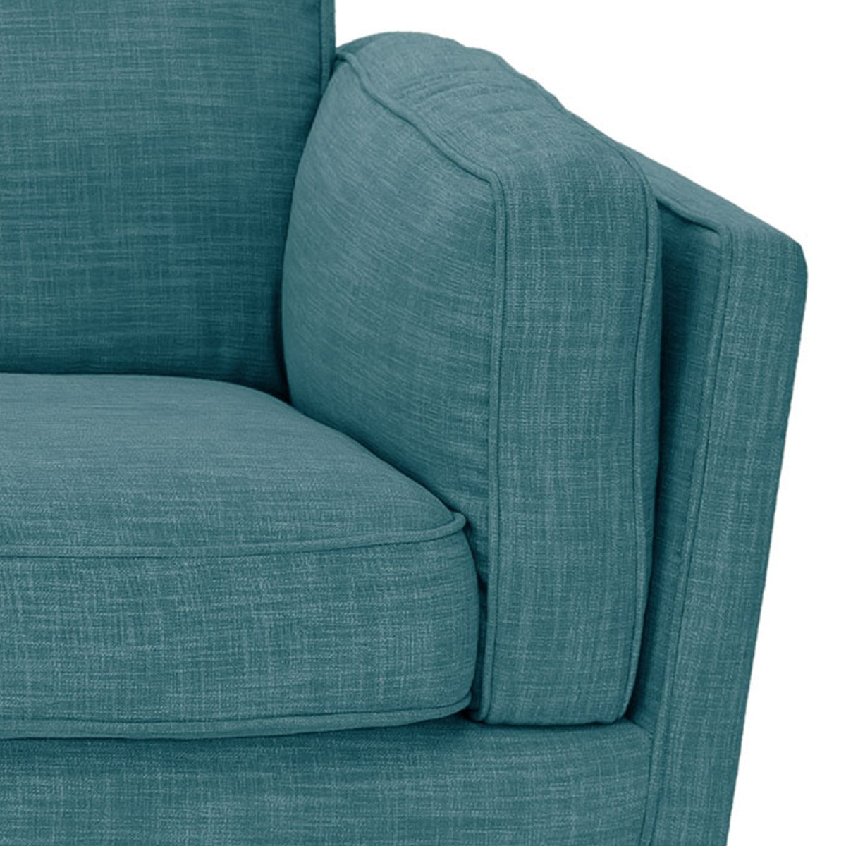 Teal 3 Seater Sofa, Linen Upholstered, Wooden Frame