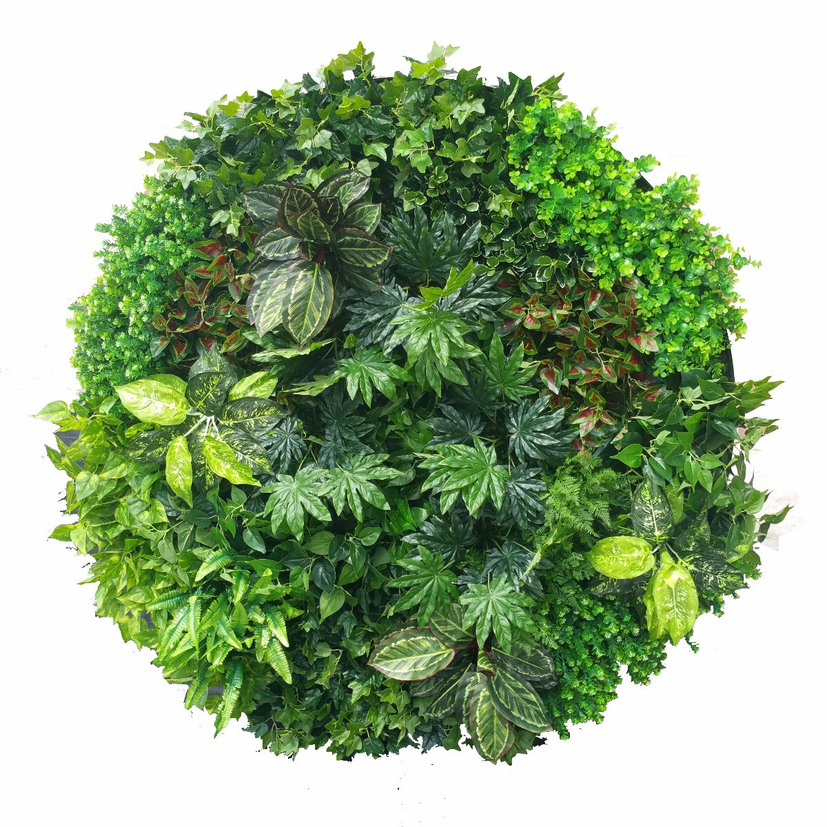 Artificial Green Wall Disk Art 150cm - Mixed Ivy And Philodendron