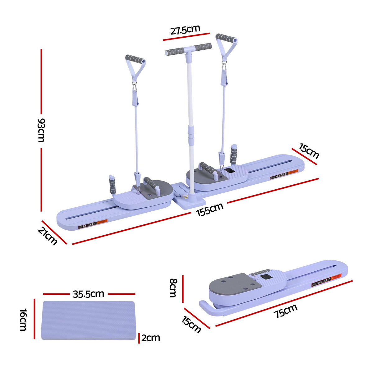 Everfit Abdominal Trainer Machine Core Glider Split Home Gym Equipment Purple