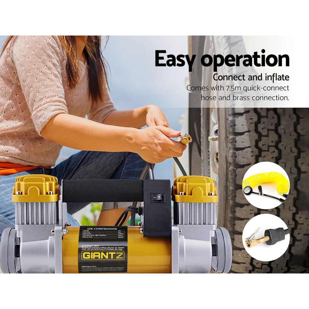 Giantz 12V Portable Air Compressor 4x4 200L/Min Golden