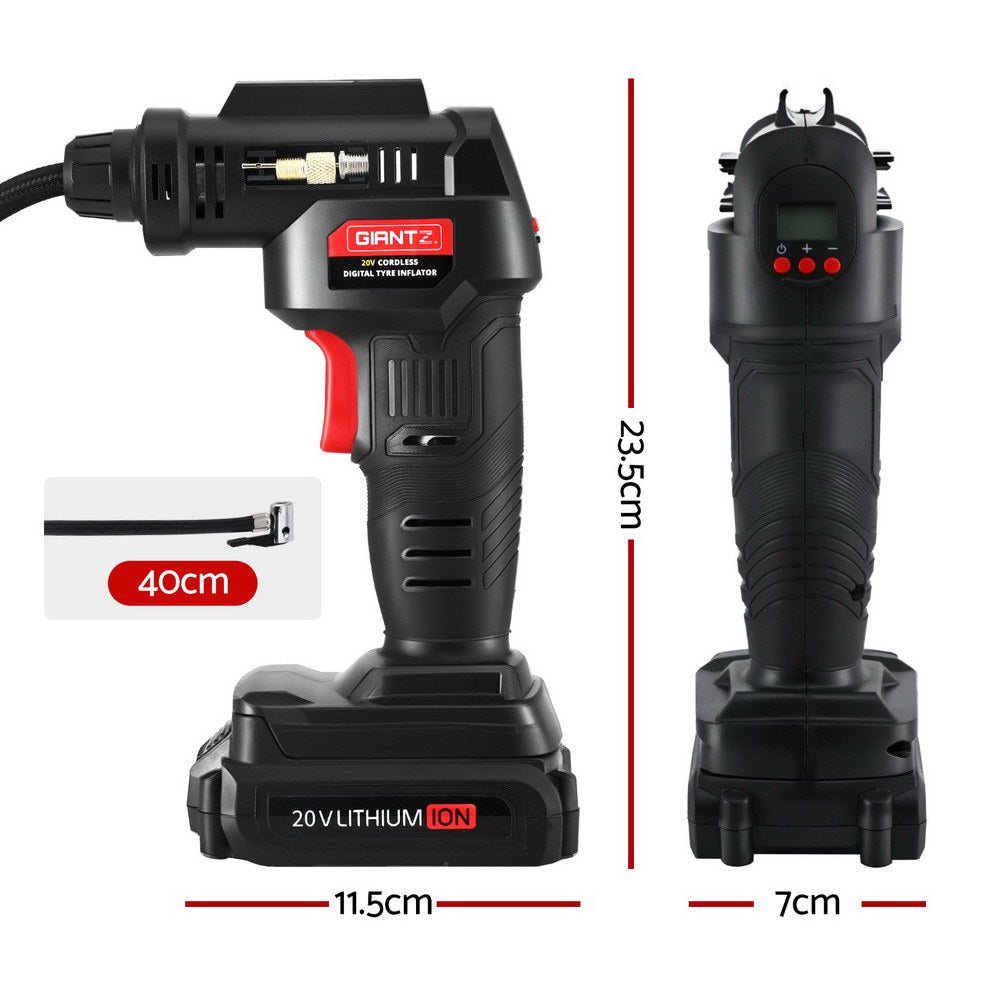 Giantz 20V Portable Air Compressor 120PSI Electric Inflator LED Light Black