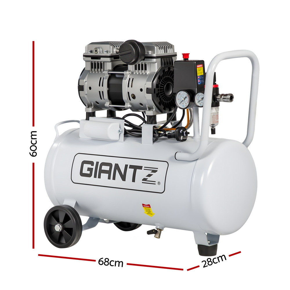 Giantz 30L Air Compressor Quiet 0.75HP Oil-Free Portable Tyre Inflator 40L/Min