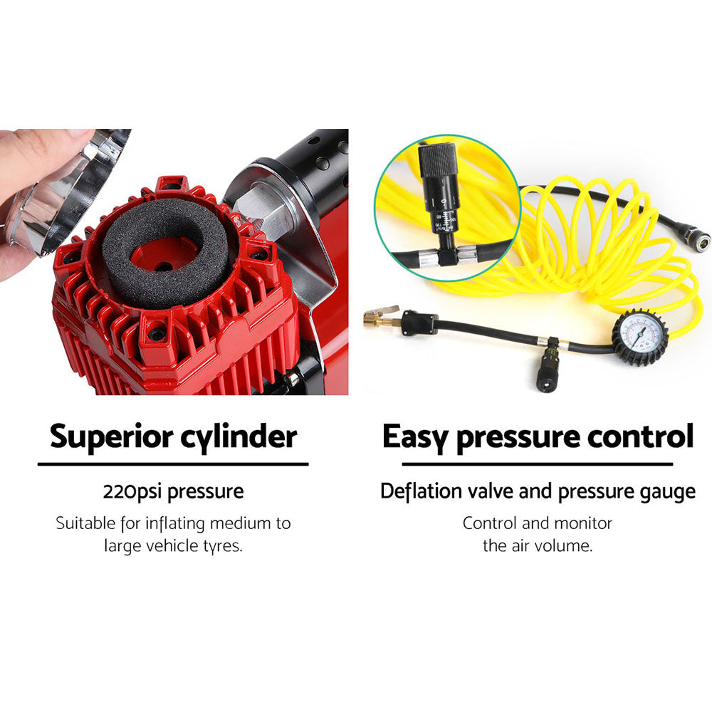 Giantz 12V Air Compressor 320L/min Portable Red