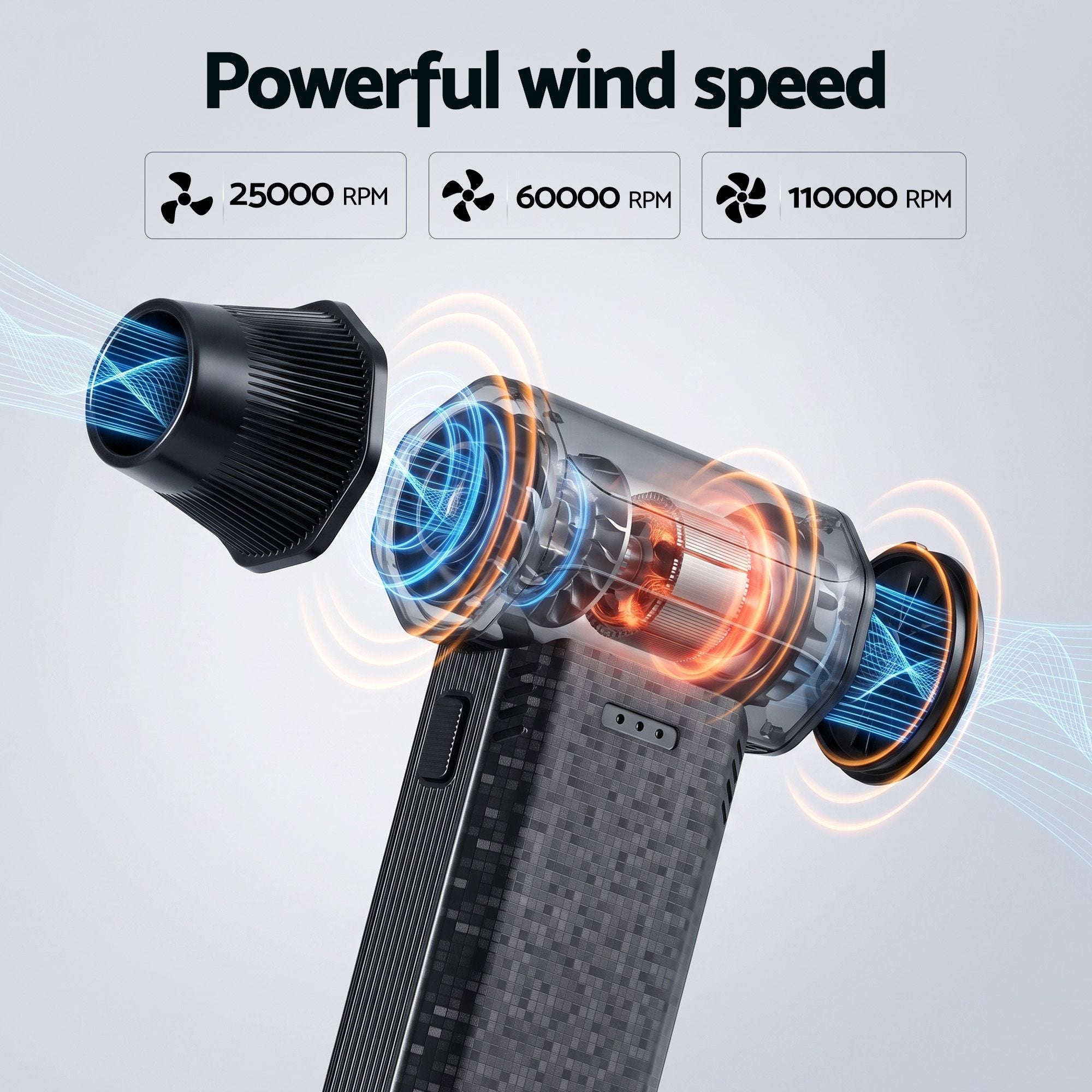 GIANTZ Electric Air Duster 202g 110000RPM Blower for Car Keyboard Outdoor