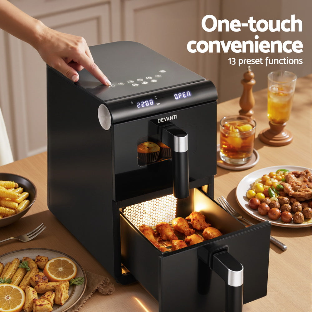 Devanti 11L Dual Zone Air Fryer Oven Black