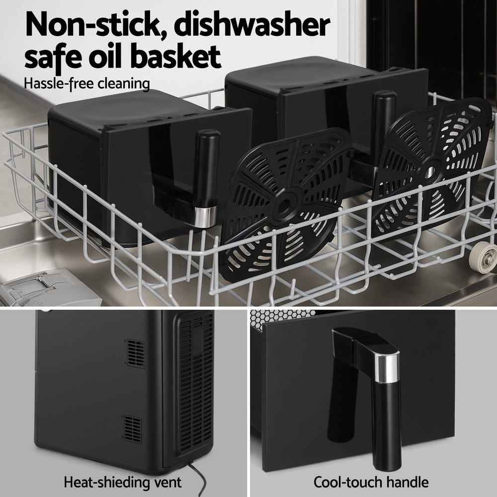 Devanti 11L Dual Zone Air Fryer Oven Black
