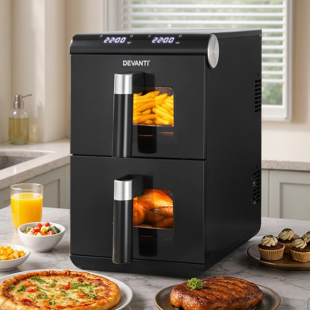 Devanti 11L Dual Zone Air Fryer Oven Black