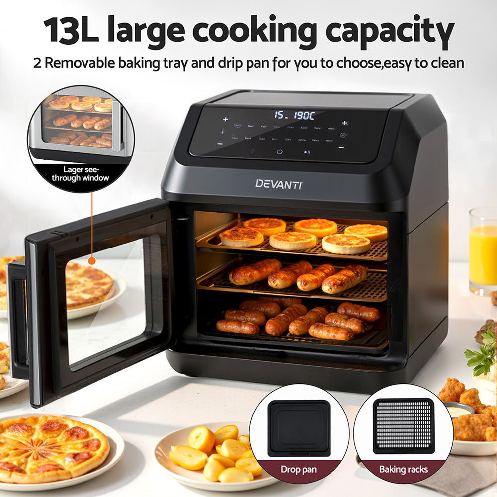Devanti 13L Air Fryer Oven LCD Touch Black