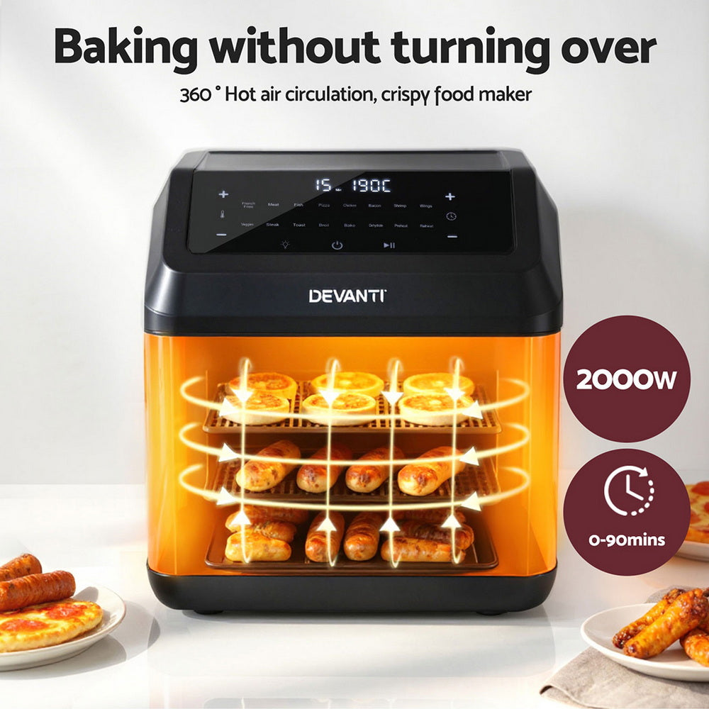 Devanti 13L Air Fryer Oven LCD Touch Black