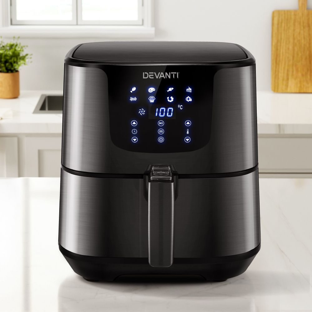 Devanti Air Fryer 7L with LCD Touch Controls Black