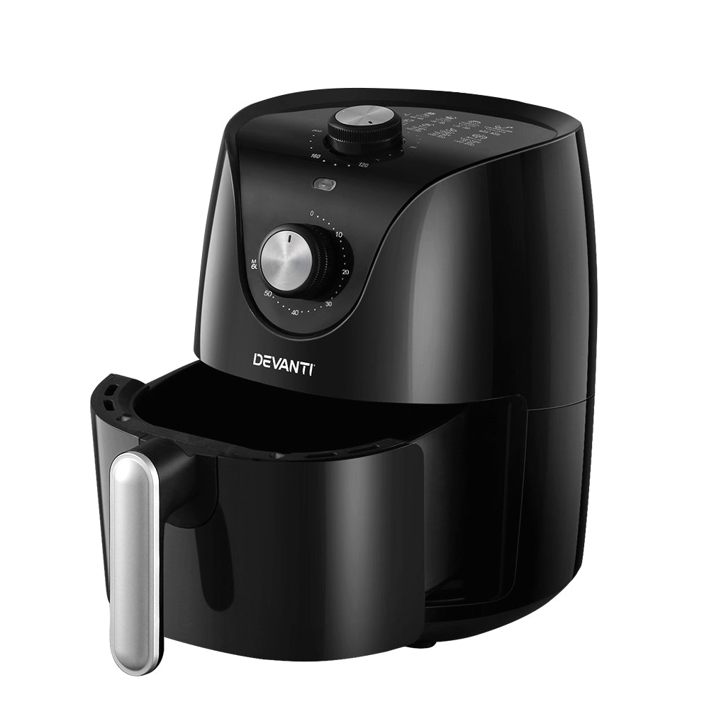 Devanti 2.5L Air Fryer Knob Control Black/Silver