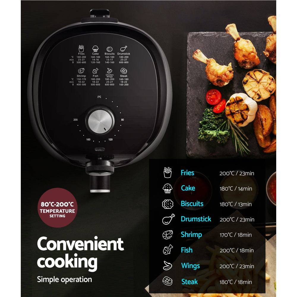 Devanti 2.5L Air Fryer Knob Control Black/Silver