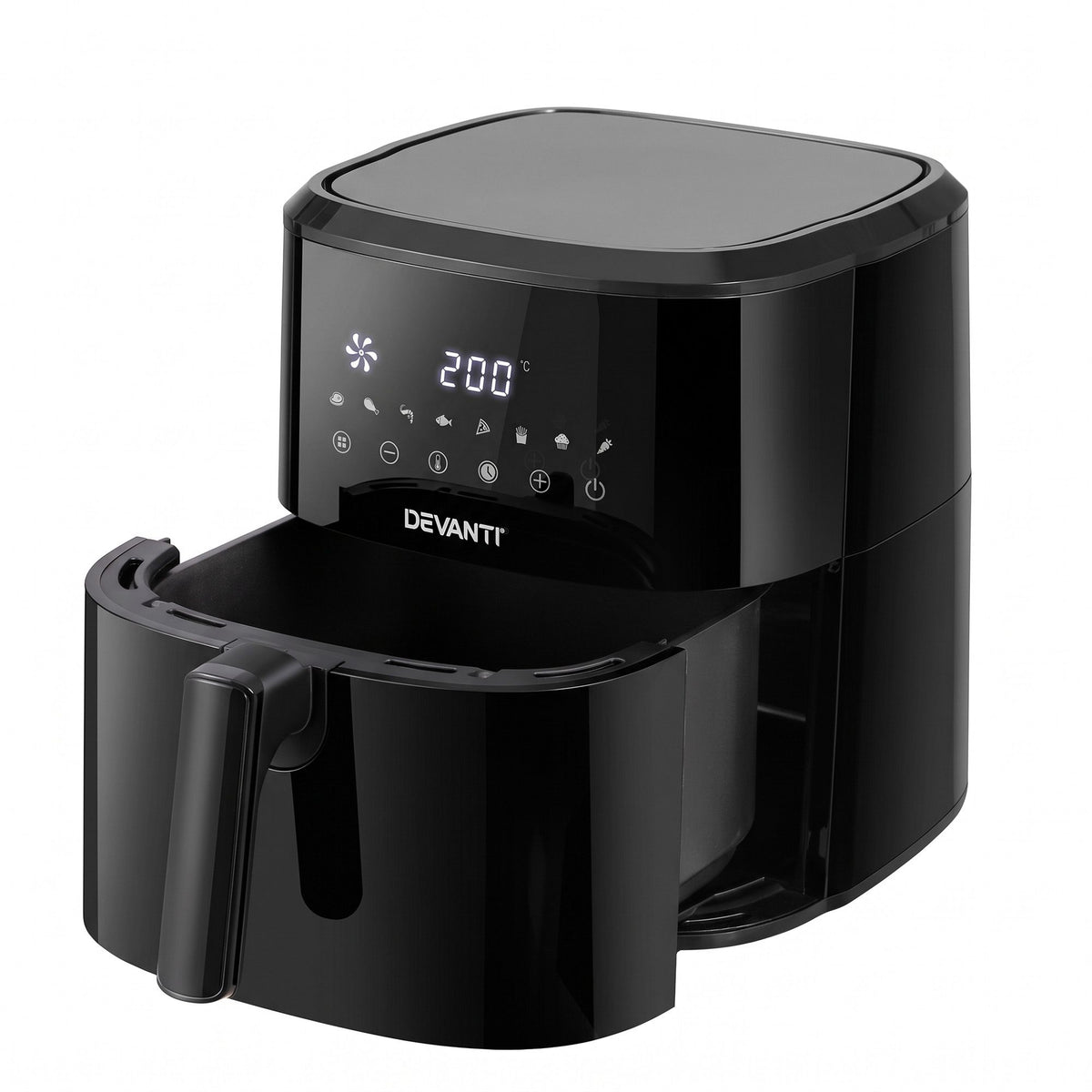 Devanti 6.5L 1700W Air Fryer with Digital Touch Control, Black