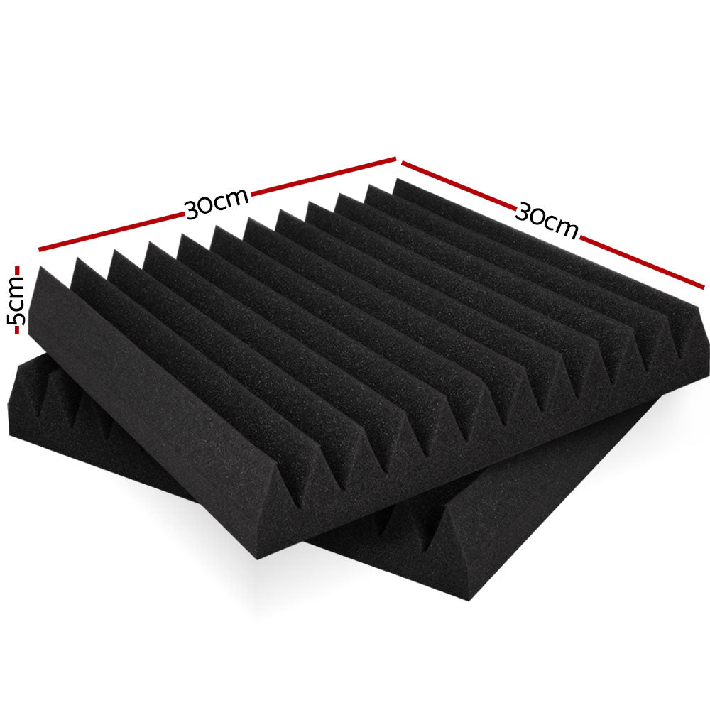 Alpha 40pcs Acoustic Foam Panels 30x30x5cm Soundproofing Wedge Black