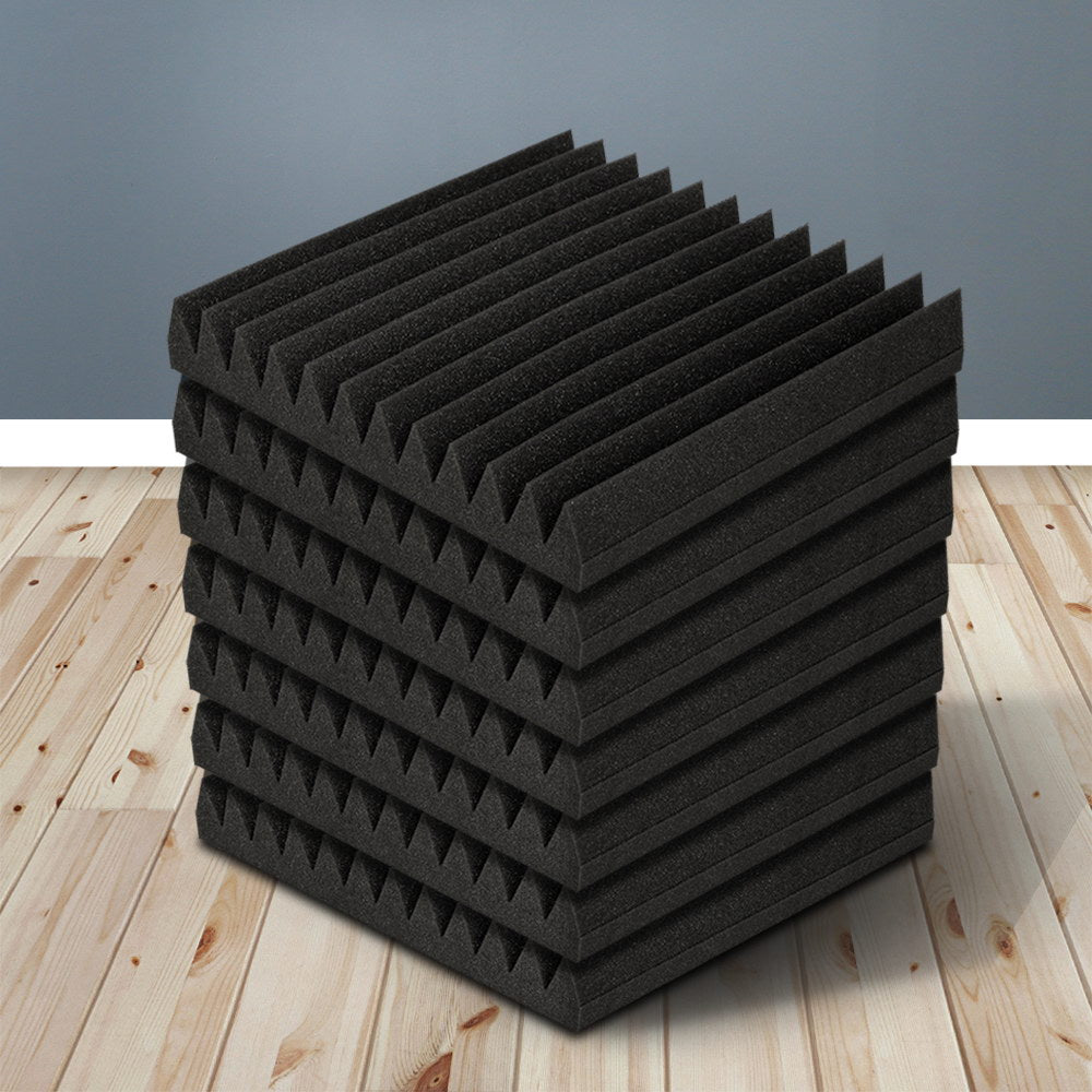Alpha 40pcs Acoustic Foam Panels 30x30x5cm Soundproofing Wedge Black