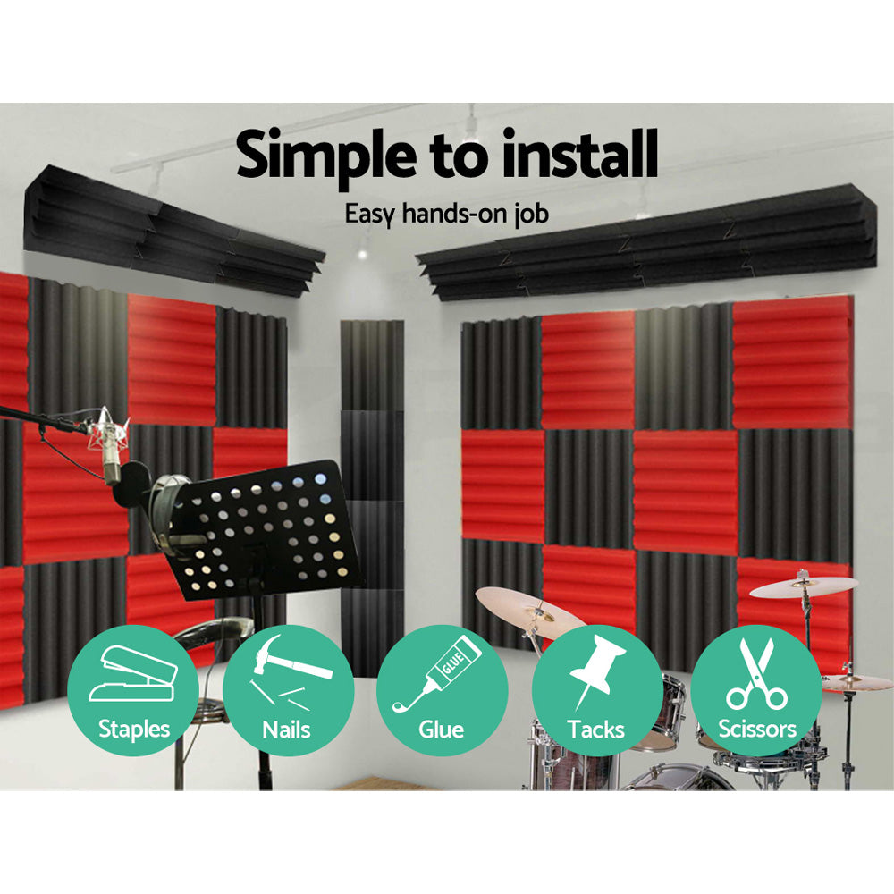 Alpha 40pcs Corner Bass Trap Acoustic Foam Soundproofing Black