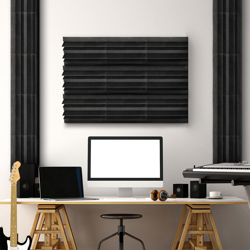 Alpha 40pcs Corner Bass Trap Acoustic Foam Soundproofing Black