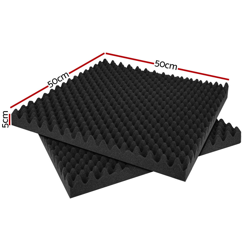 Alpha 60pcs Acoustic Foam Panels 50x50x5cm Eggshell Soundproofing Black