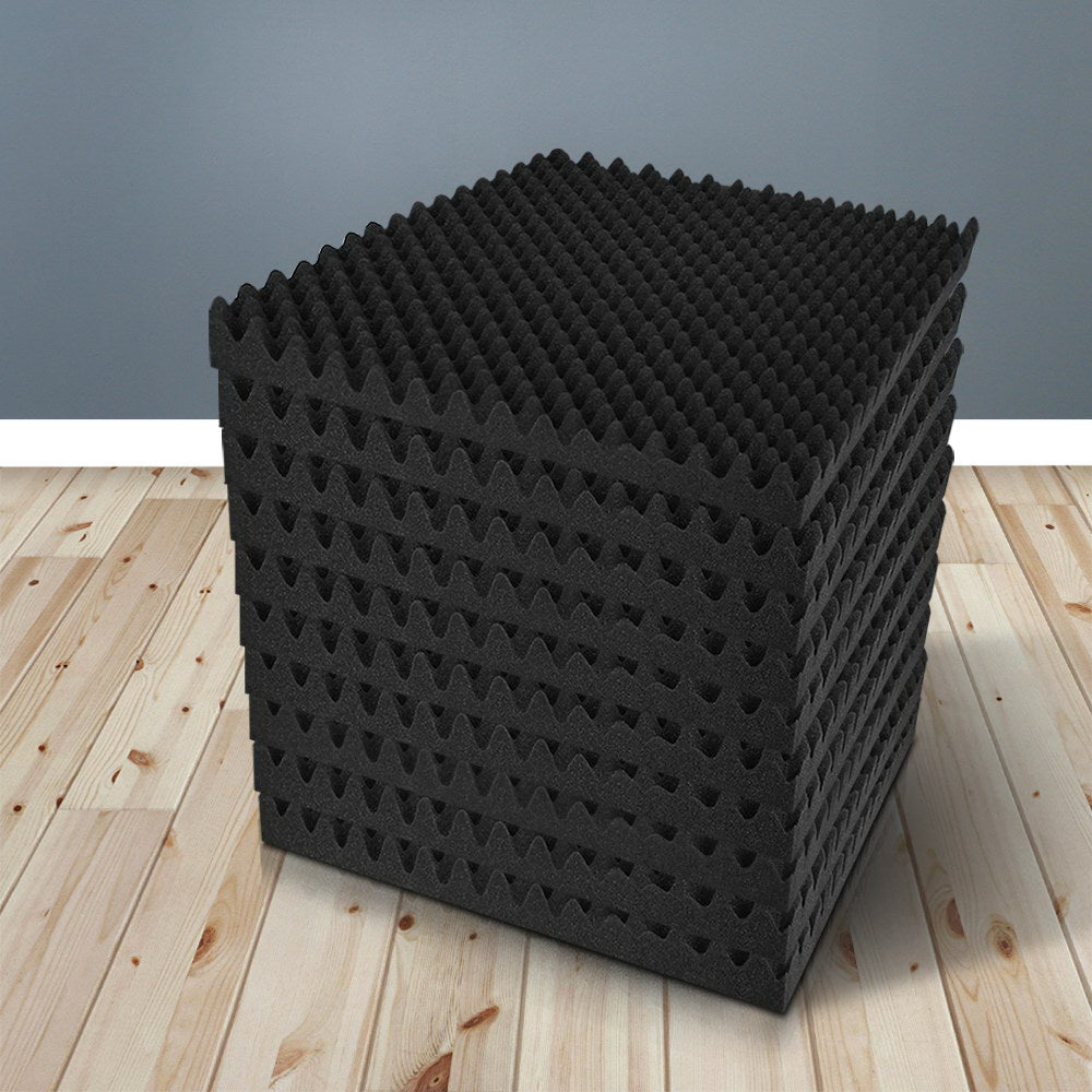 Alpha 60pcs Acoustic Foam Panels 50x50x5cm Eggshell Soundproofing Black