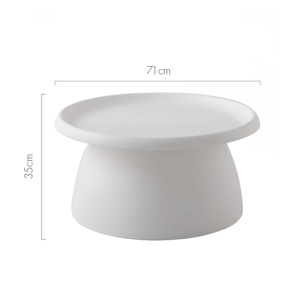 Round 71CM Coffee Table White Plastic