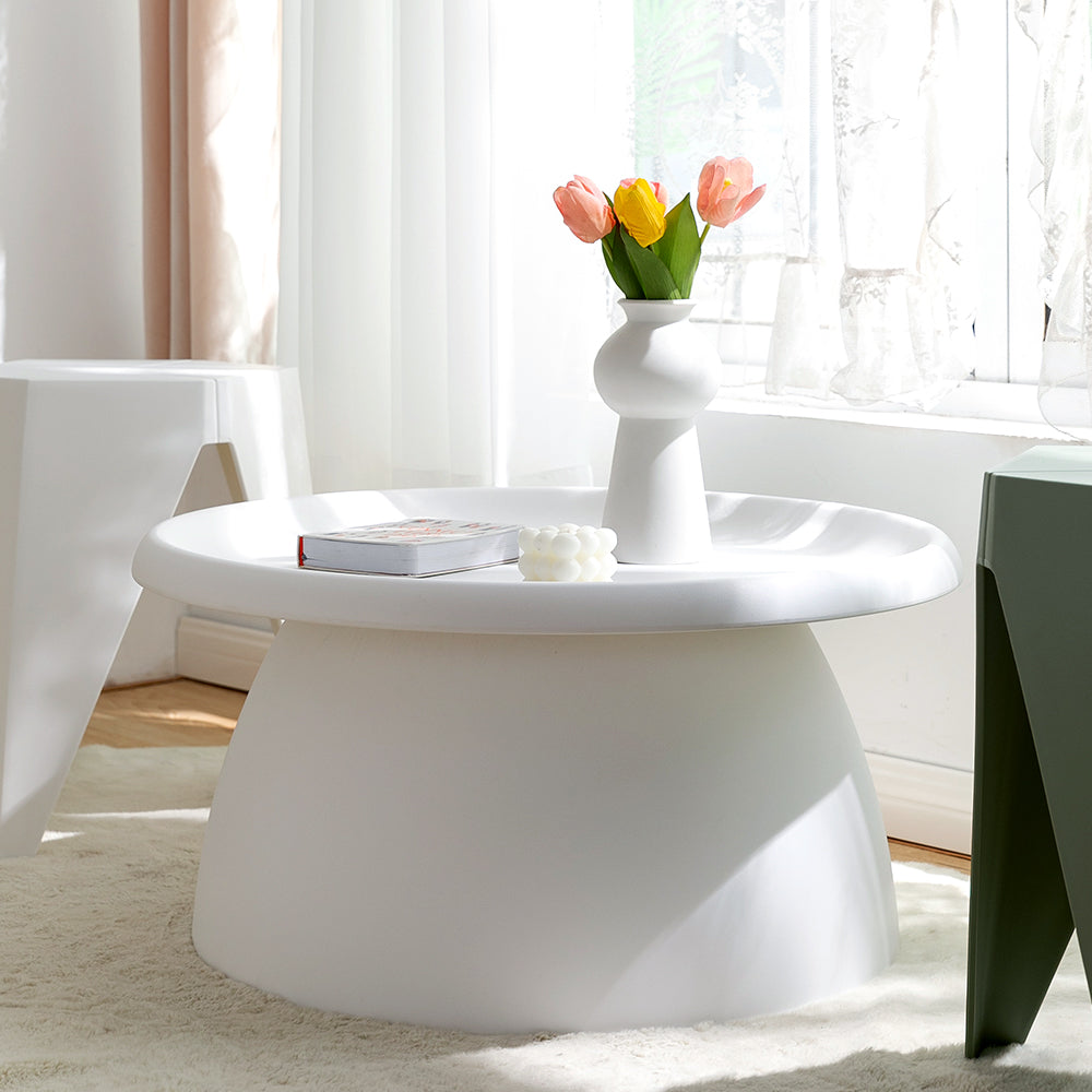Round 71CM Coffee Table White Plastic
