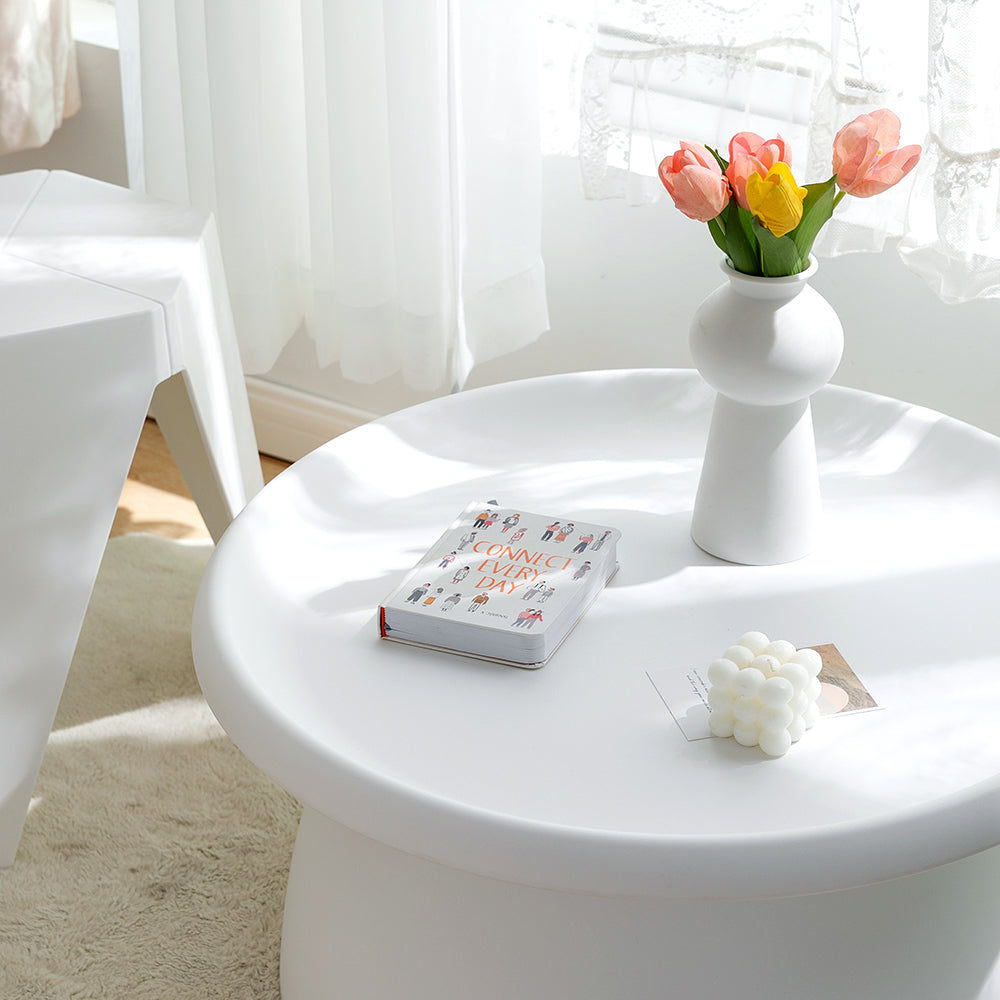 Round 71CM Coffee Table White Plastic