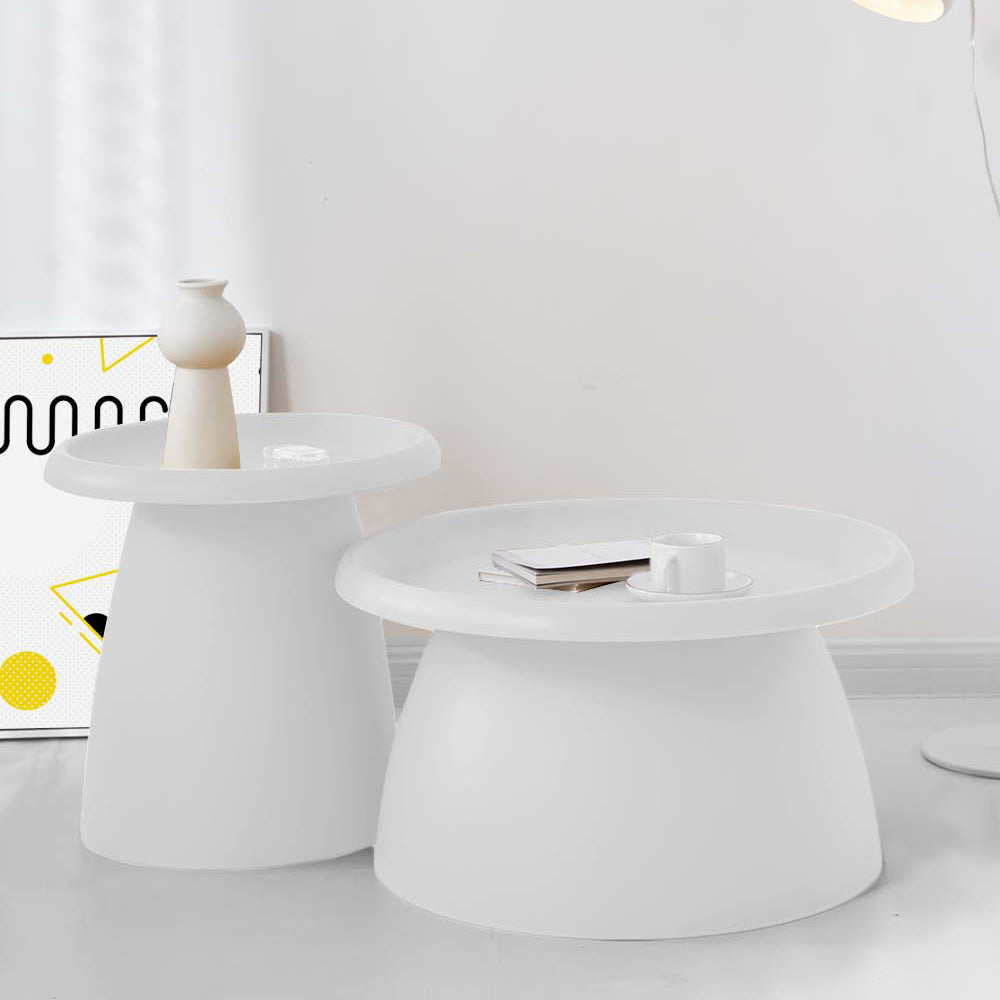 Round 71CM Coffee Table White Plastic