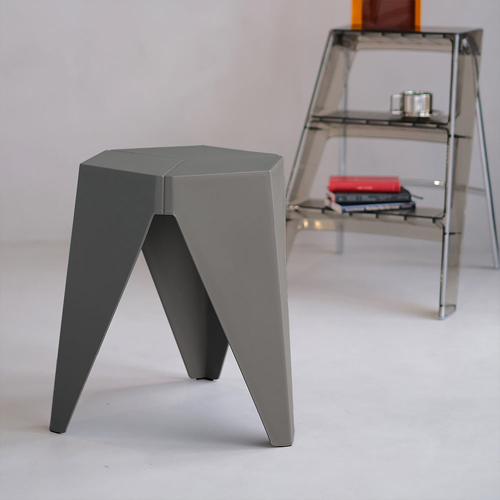 Puzzle Set of 2 Bar Stools Grey Polypropylene