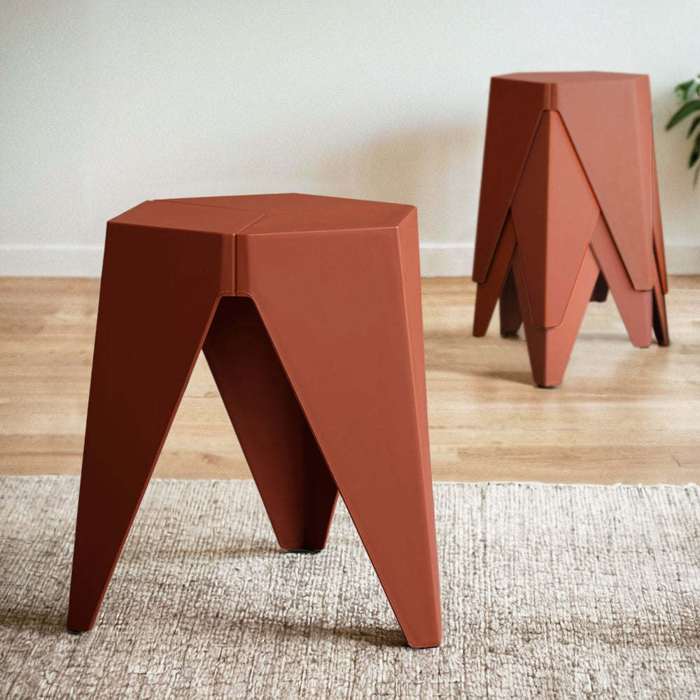Puzzle 4PC Stackable Bar Stools Red