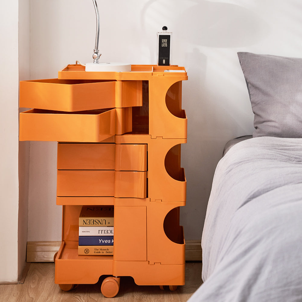 Boby 5-Tier Storage Trolley Bedside Table Orange
