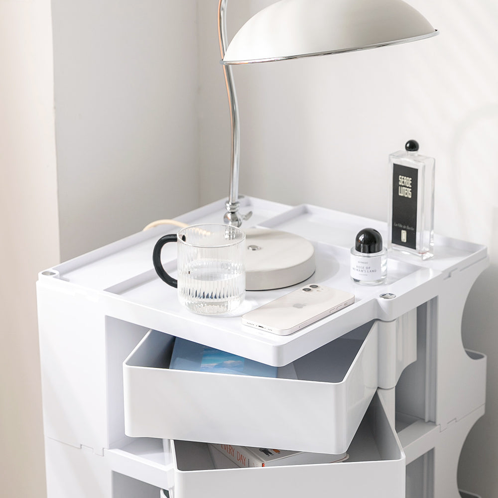 Boby 5-Tier Storage Trolley Bedside Table White